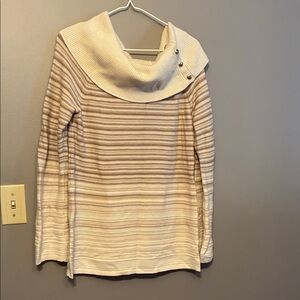 White House Black Market Striped Cowl Neck Sweater